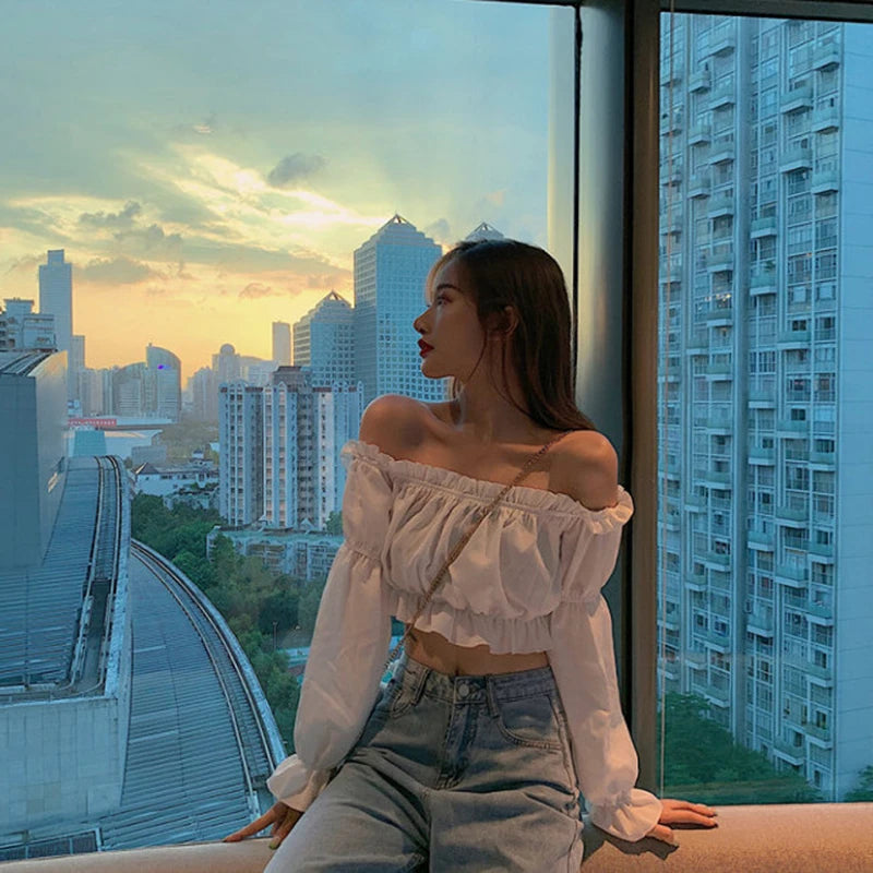 Zyrana Off-Shoulder Ruffle Blouse