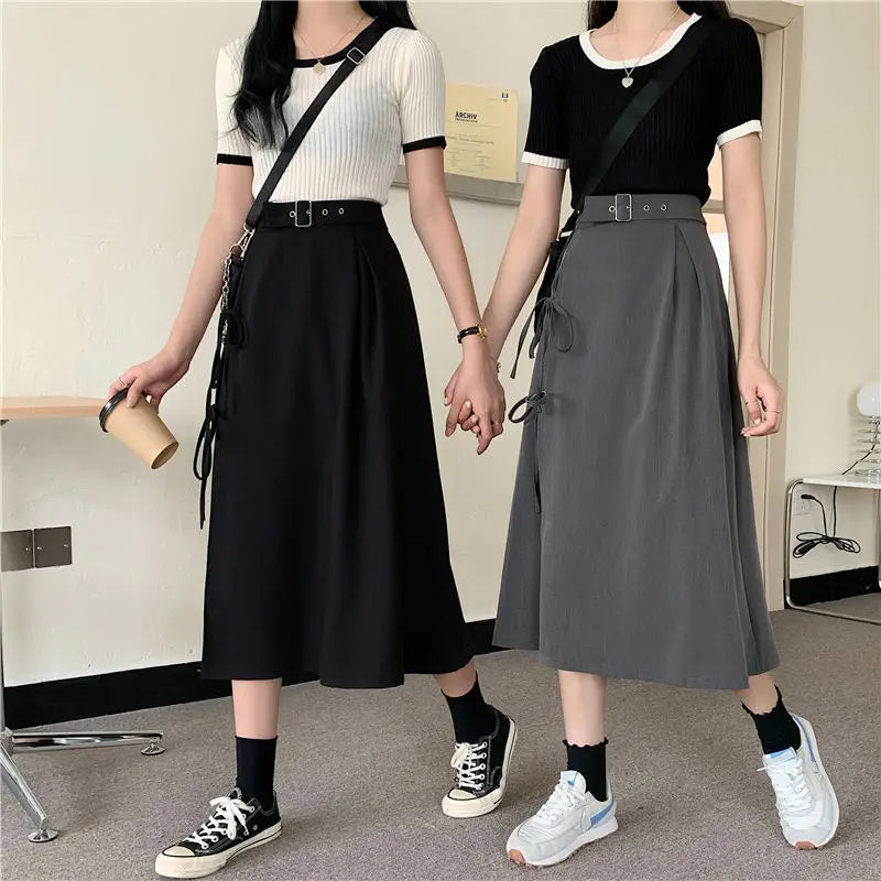 Zyrana Gothic High-Slit Midi Skirt