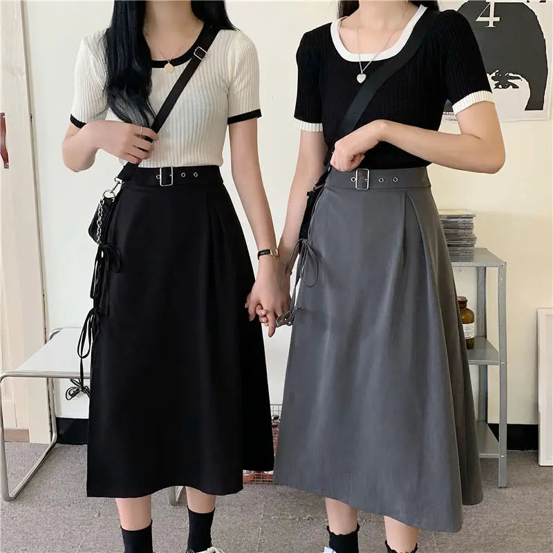 Zyrana Gothic High-Slit Midi Skirt