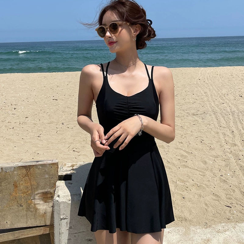 Sexy Back One-Piece Boxer Swim Dress