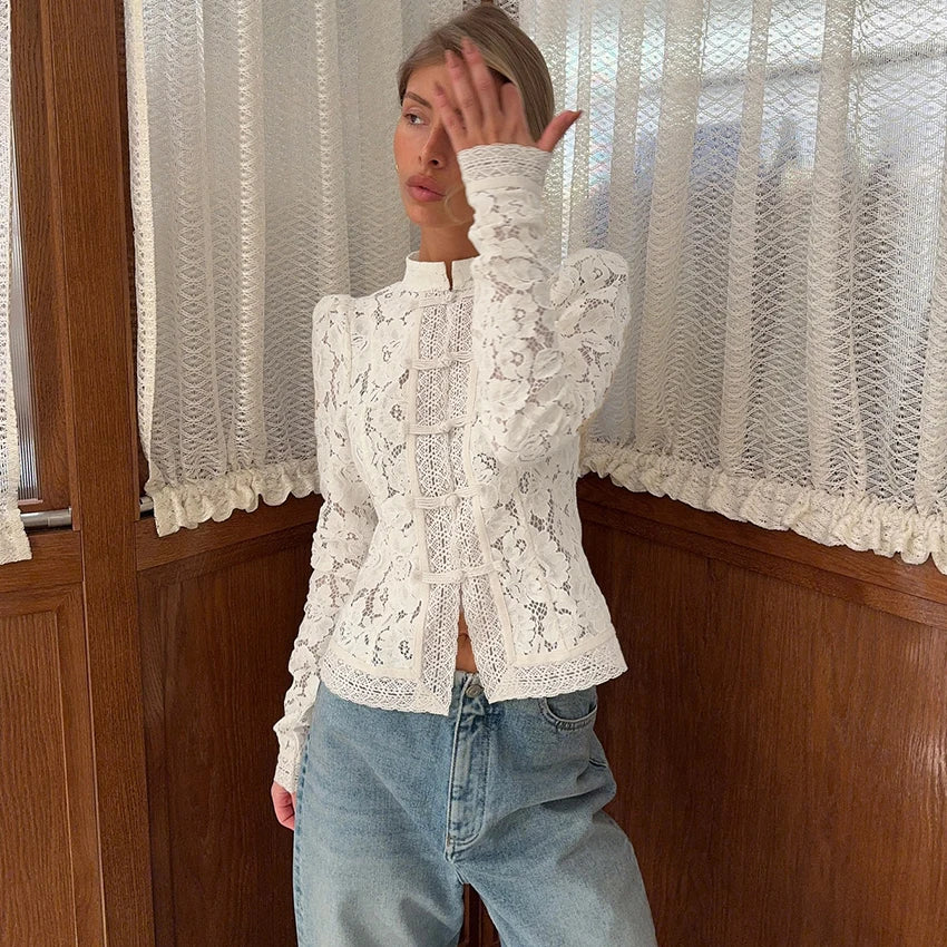 Zyrana Vintage Lace Blouse