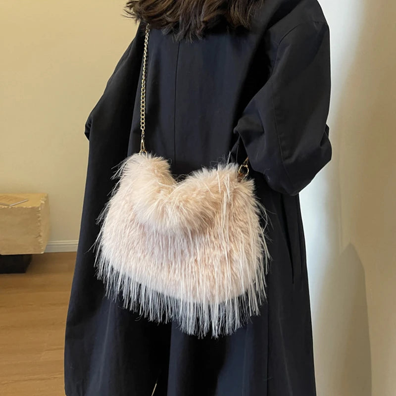 Zyrana Faux Fur Tassel Tote Bag