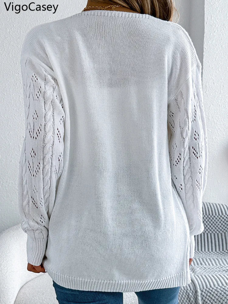 Zyrana Hollow Knit Long Cardigan
