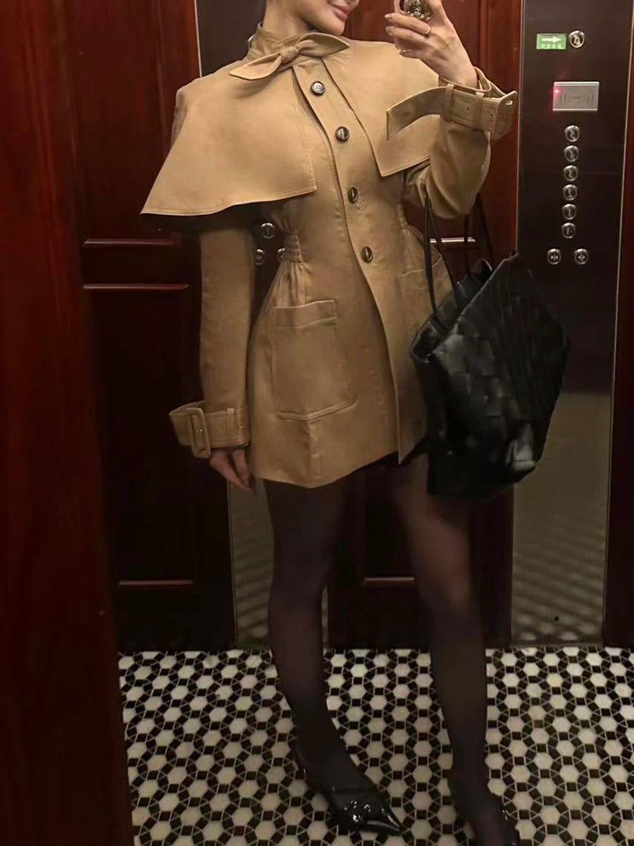 Zyrana Bowknot Trench Coat
