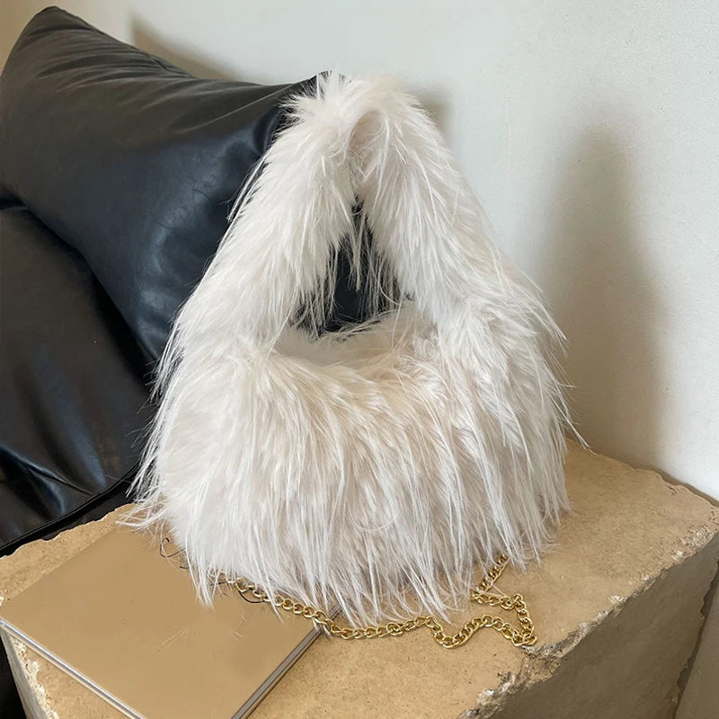 Zyrana Faux Fur Tassel Tote Bag