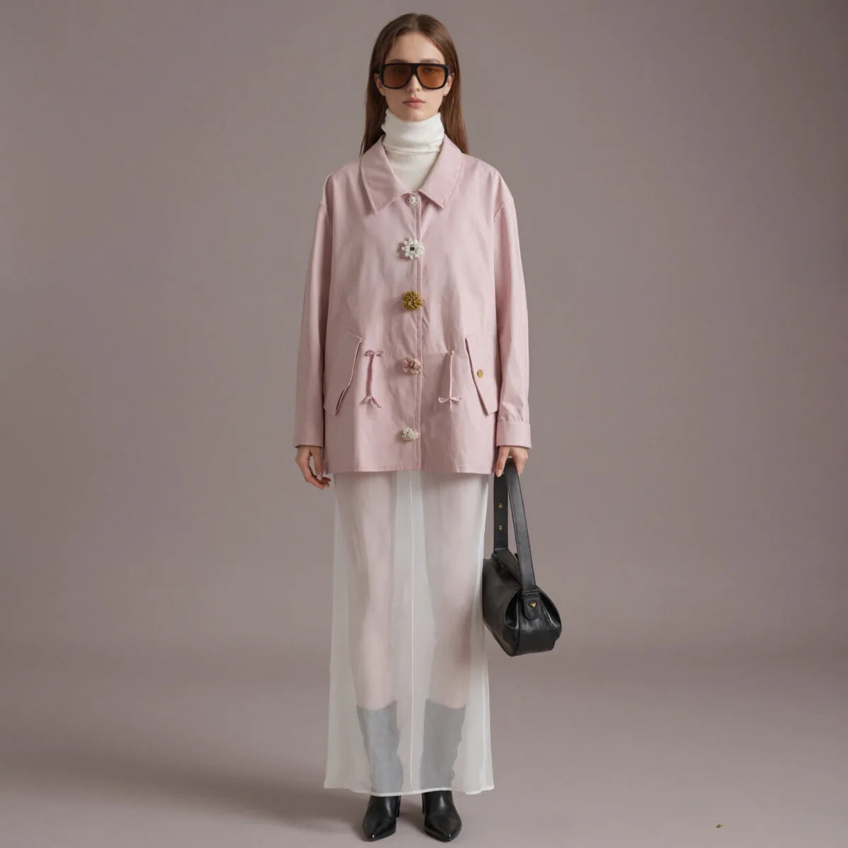 Zyrana Ciara Handmade Button Trench Coat