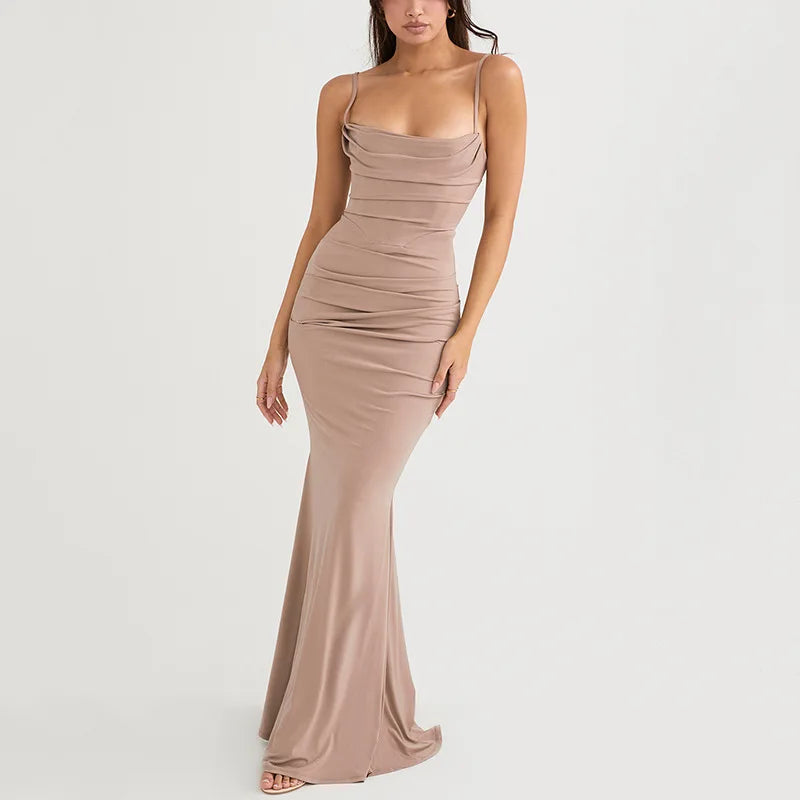 Suninheart White Draped Maxi Dress