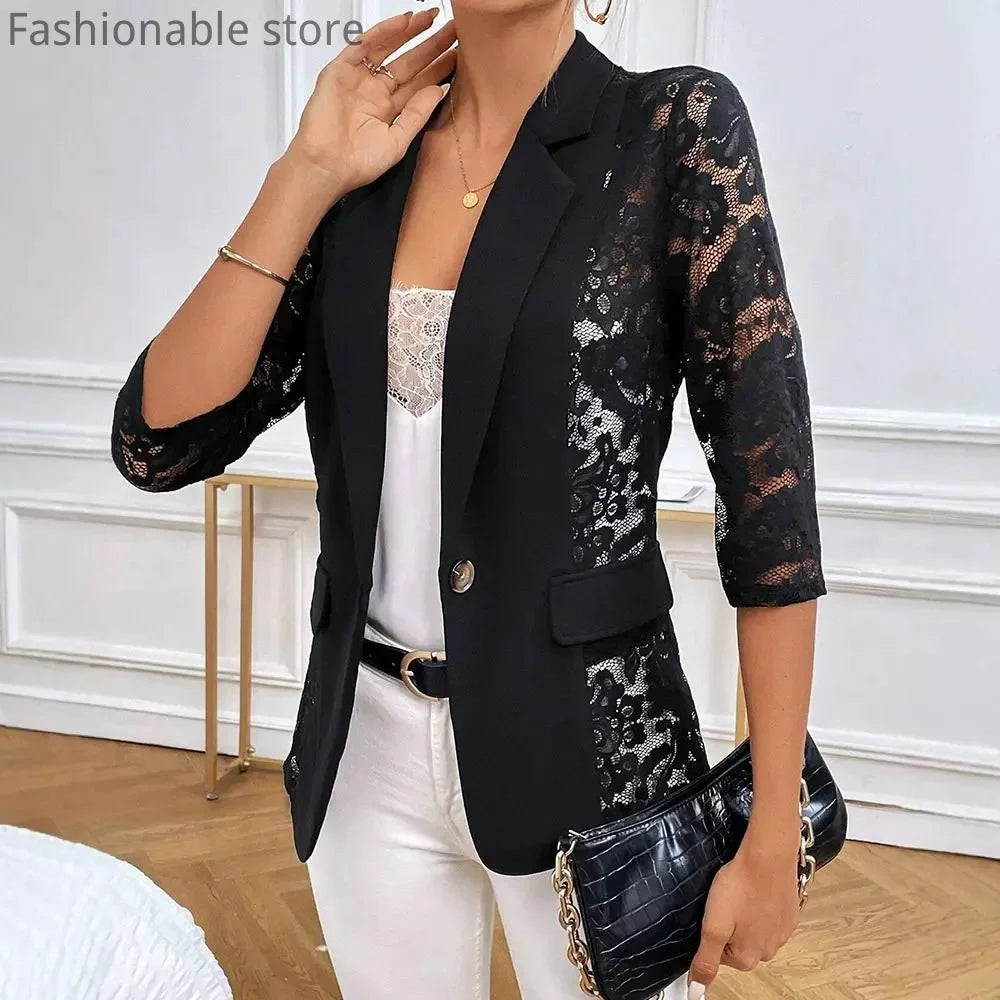 Zyrana Elegant Lace Blazer