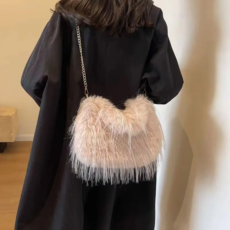 Zyrana Faux Fur Tassel Tote Bag