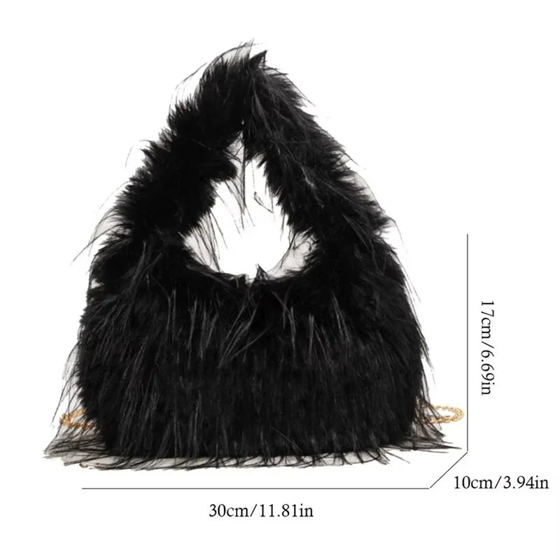 Zyrana Faux Fur Tassel Tote Bag