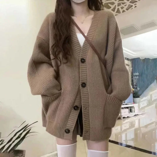 Zyrana V-Neck Loose Knit Cardigan