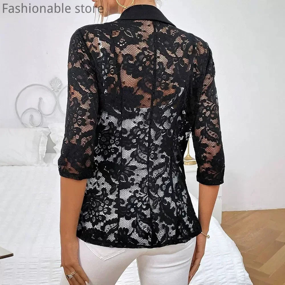 Zyrana Elegant Lace Blazer