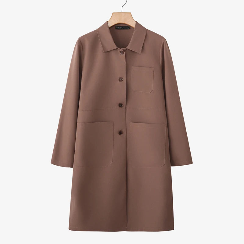 Zyrana Lapel Neck Loose Trench Coat