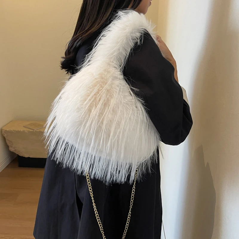 Zyrana Faux Fur Tassel Tote Bag