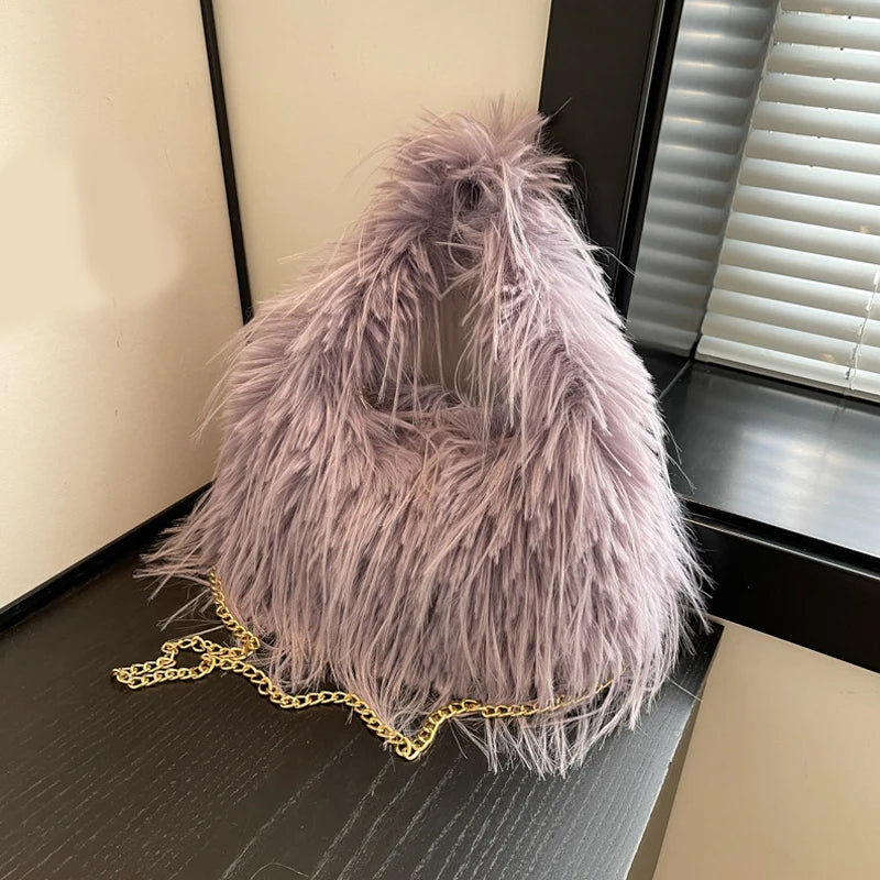 Zyrana Faux Fur Tassel Tote Bag