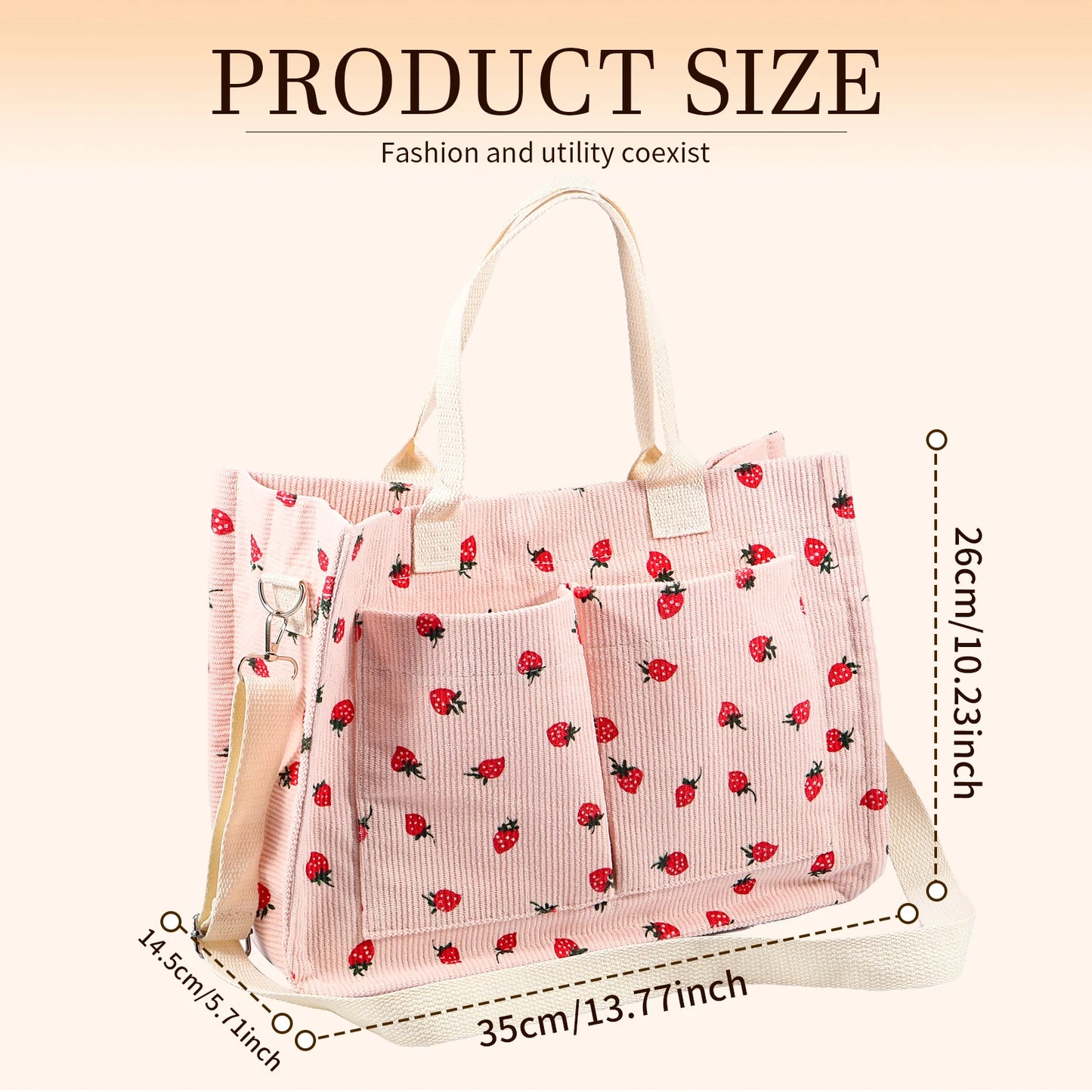 Zyrana Minimalist Strawberry Patch Tote