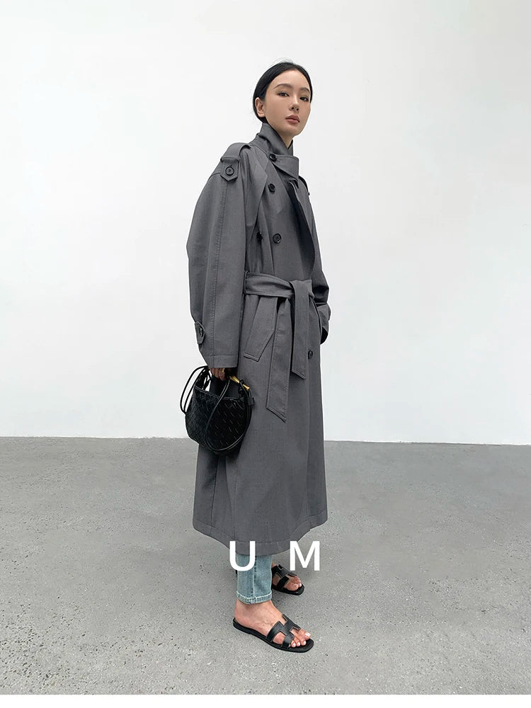Zyrana Oversized Double-Breasted Trench Coat