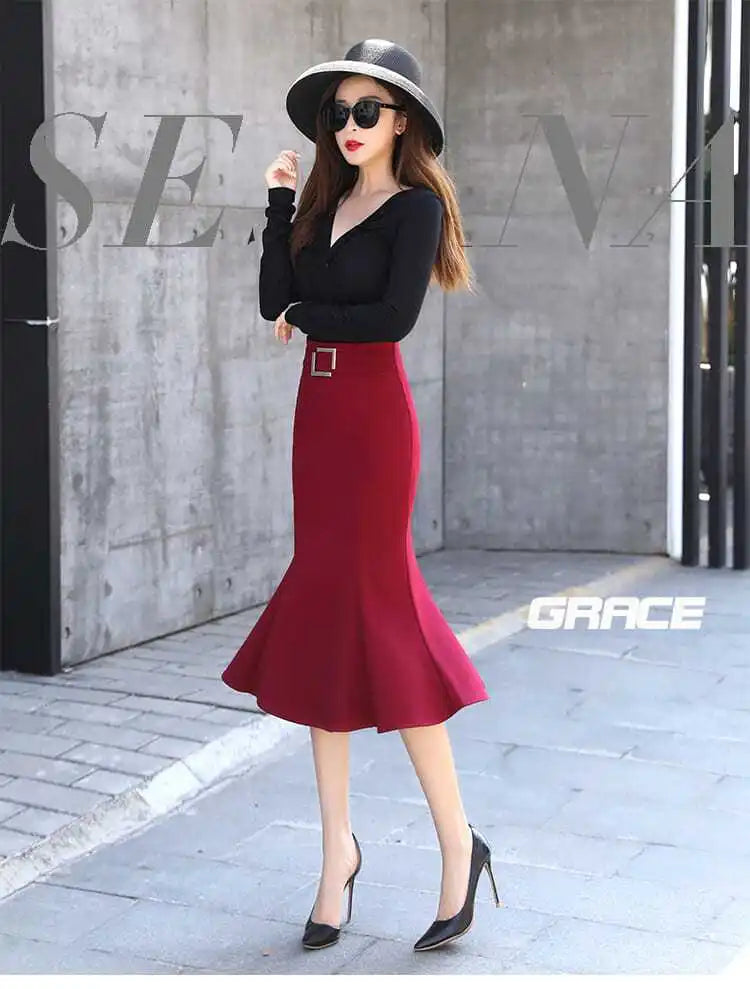 Zyrana High-Waist Midi Skirt