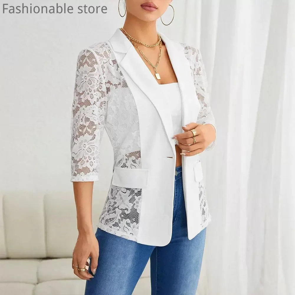 Zyrana Elegant Lace Blazer