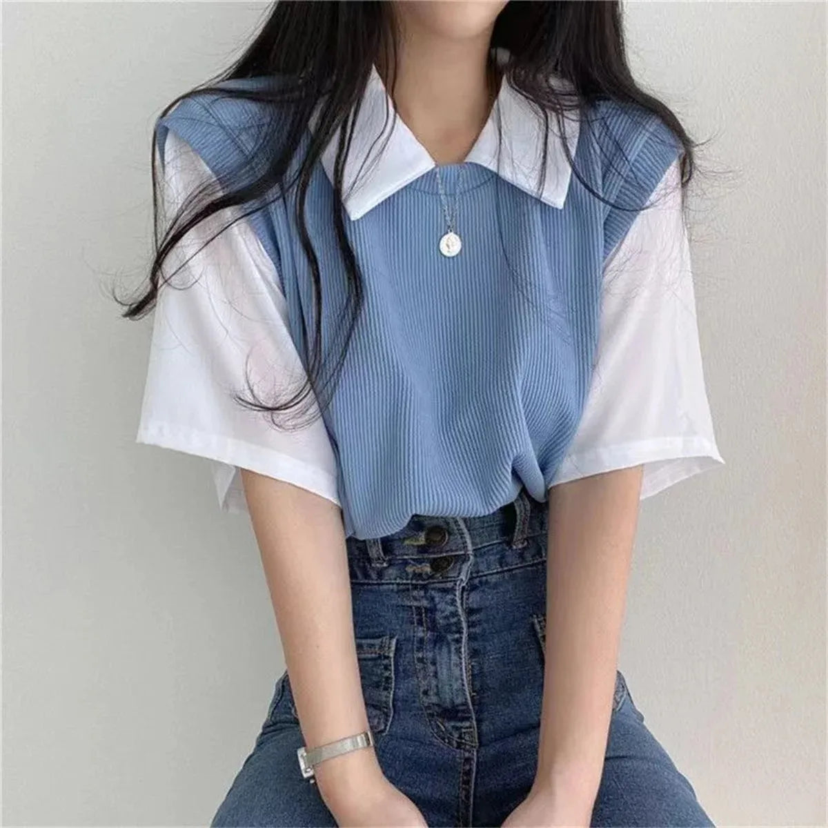 Zyrana Polo Layered Blouse