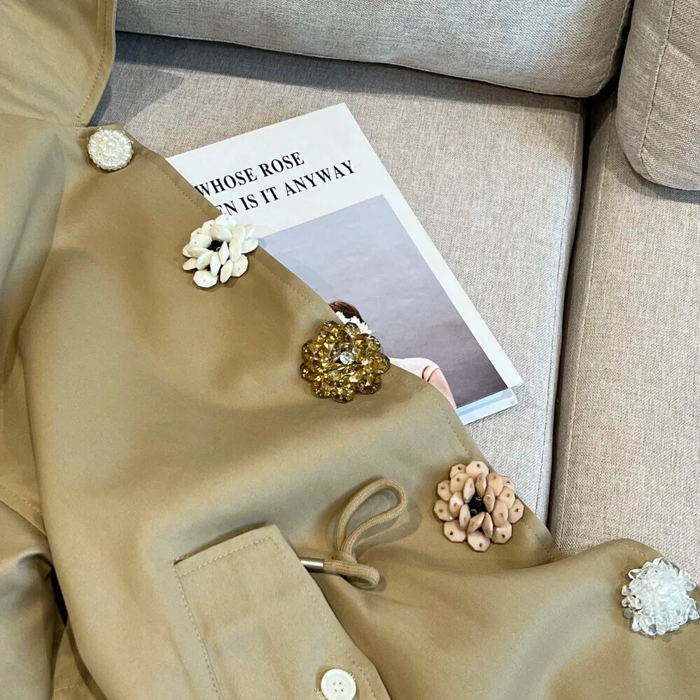 Zyrana Ciara Handmade Button Trench Coat