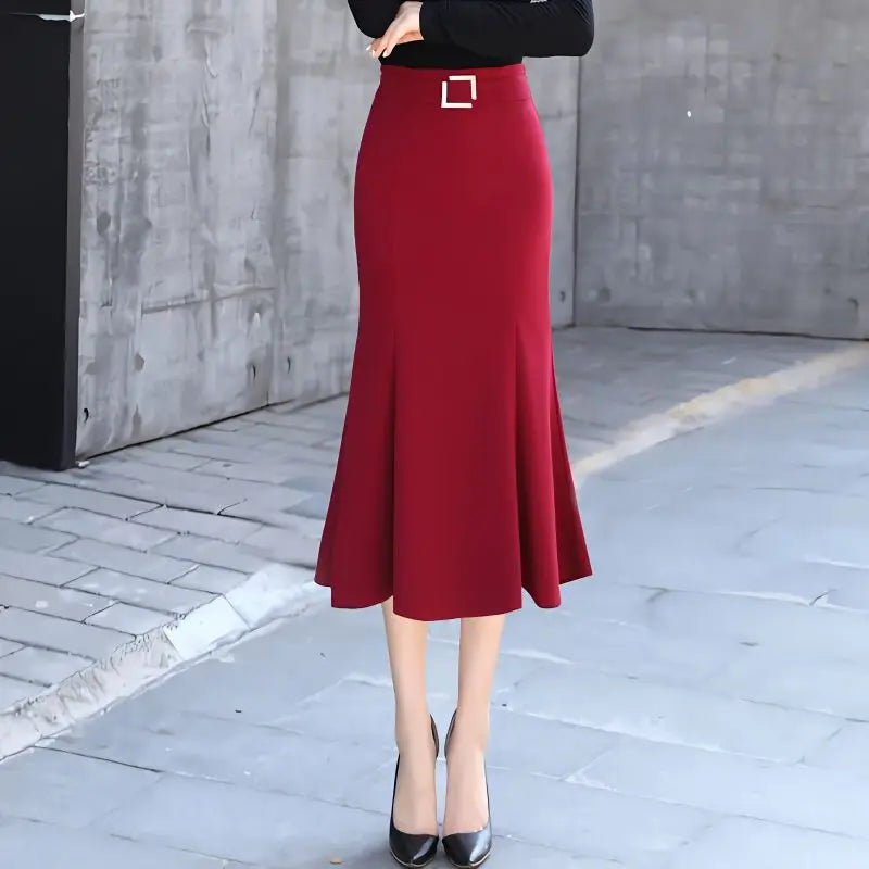 Zyrana High-Waist Midi Skirt