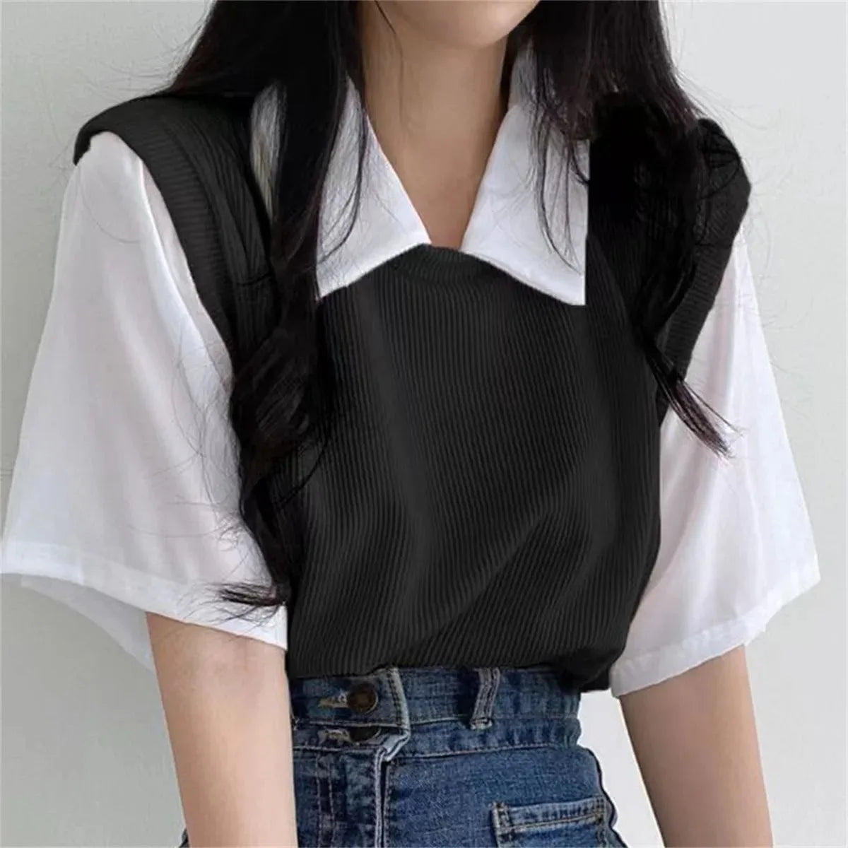 Zyrana Polo Layered Blouse