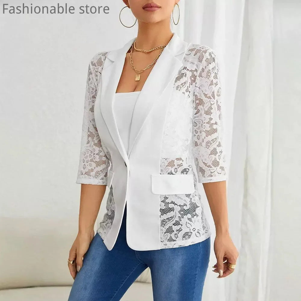 Zyrana Elegant Lace Blazer