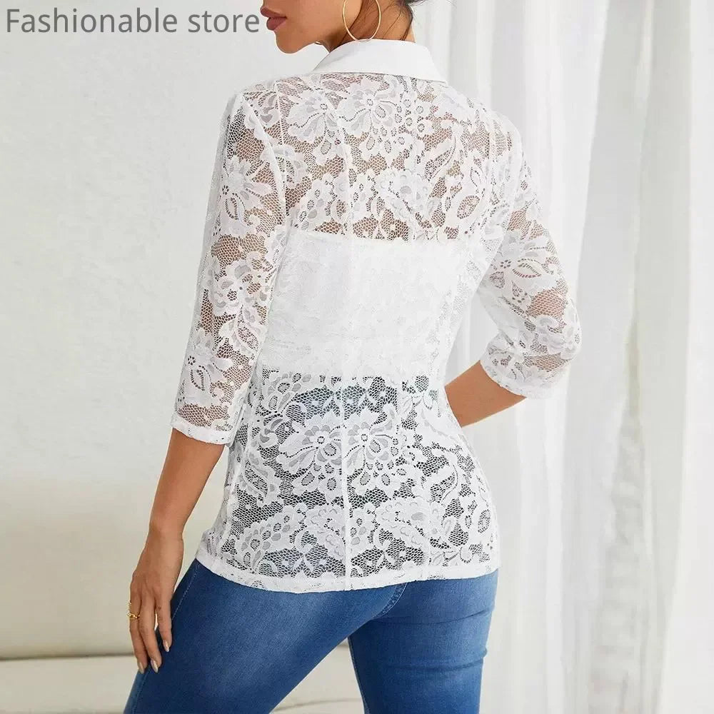 Zyrana Elegant Lace Blazer