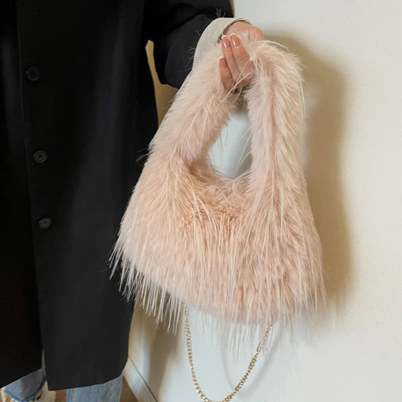 Zyrana Faux Fur Tassel Tote Bag