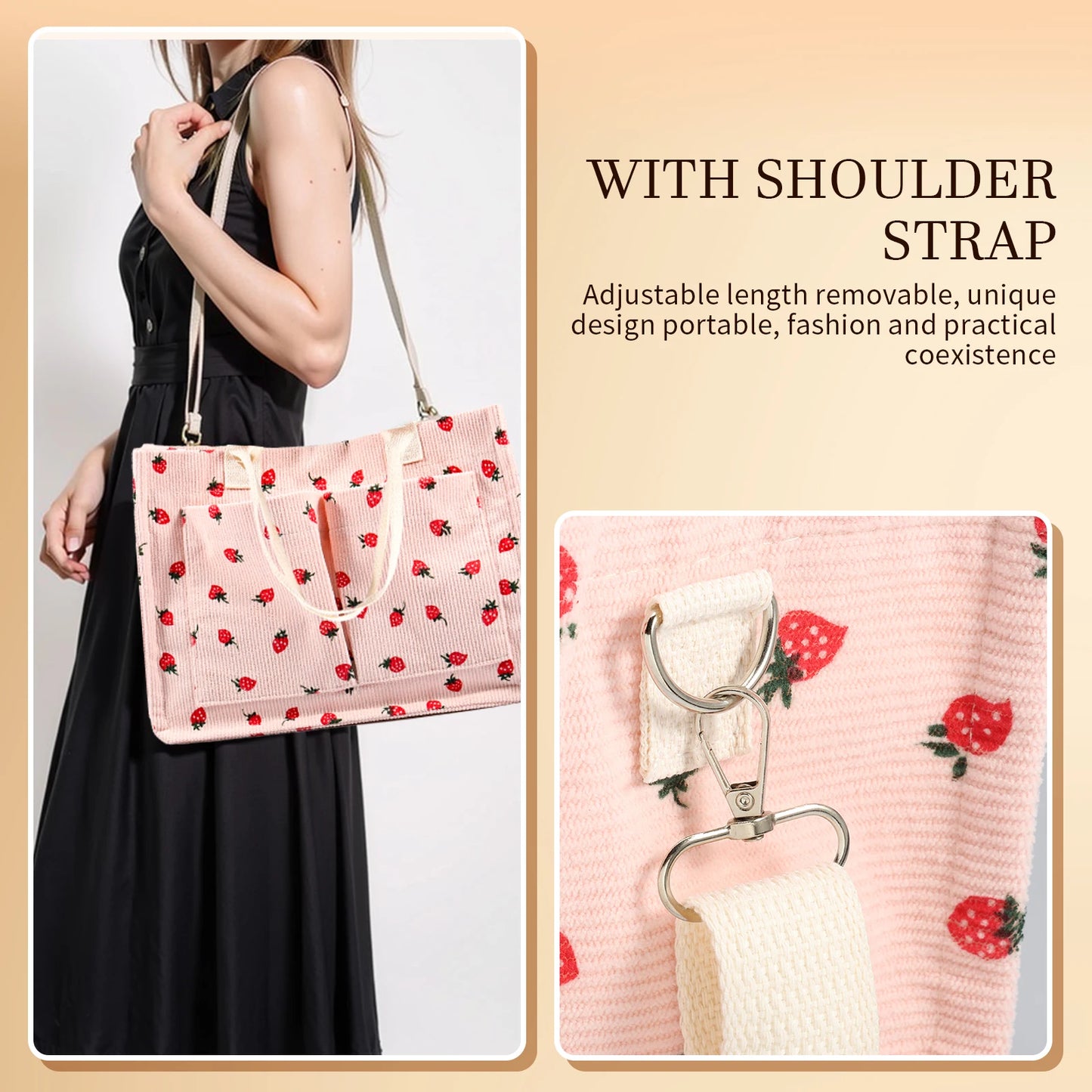 Zyrana Minimalist Strawberry Patch Tote