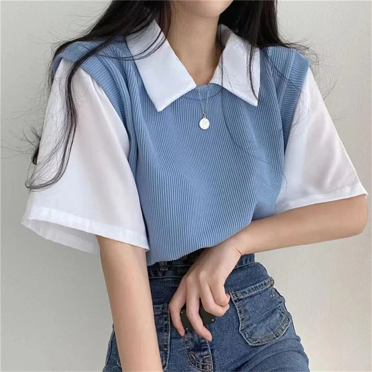 Zyrana Polo Layered Blouse