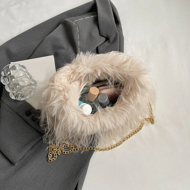 Zyrana Faux Fur Tassel Tote Bag