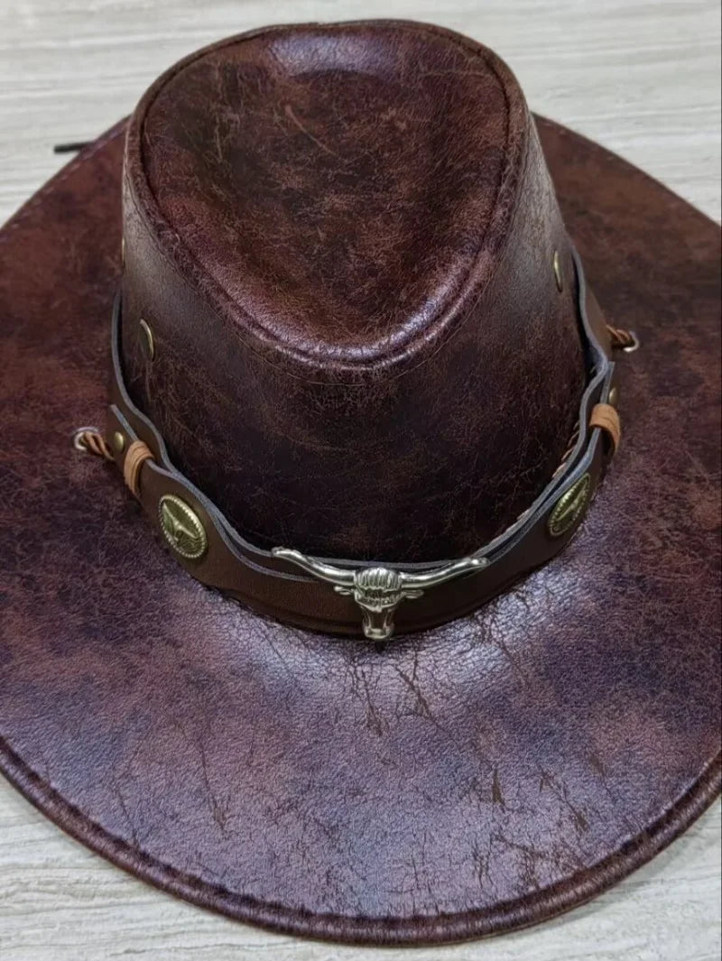 Zyrana Faux Leather Cowboy Hat