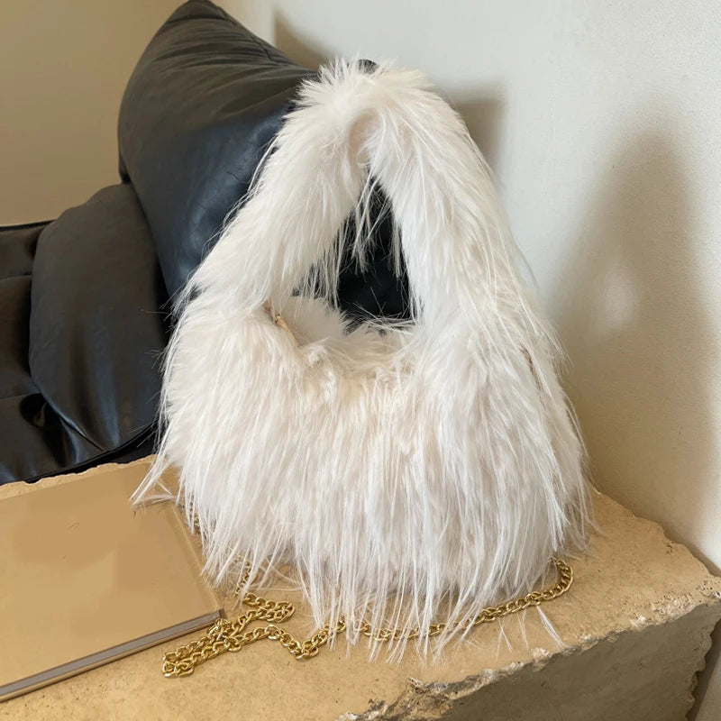 Zyrana Faux Fur Tassel Tote Bag