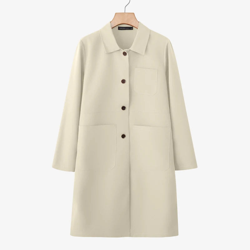 Zyrana Lapel Neck Loose Trench Coat