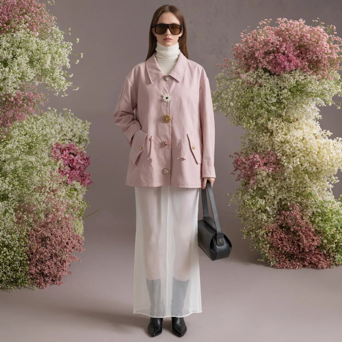 Zyrana Ciara Handmade Button Trench Coat