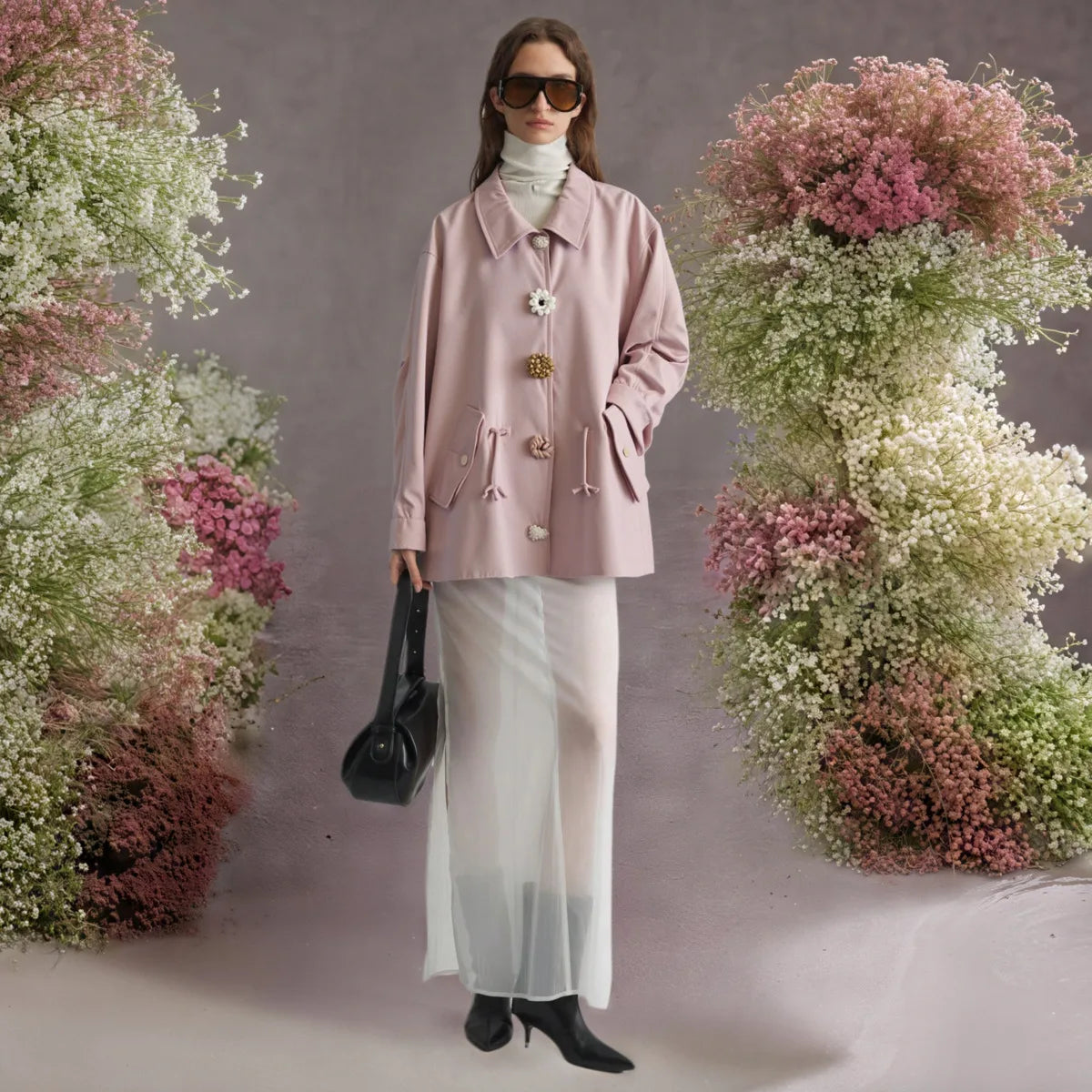 Zyrana Ciara Handmade Button Trench Coat