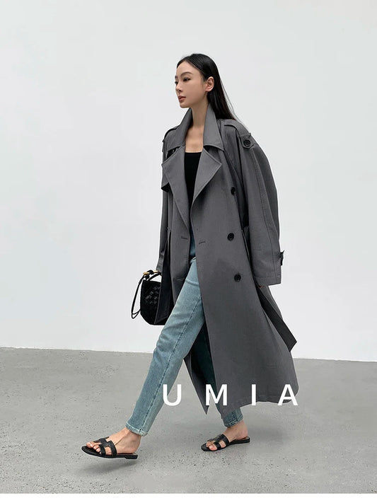 Zyrana Oversized Double-Breasted Trench Coat