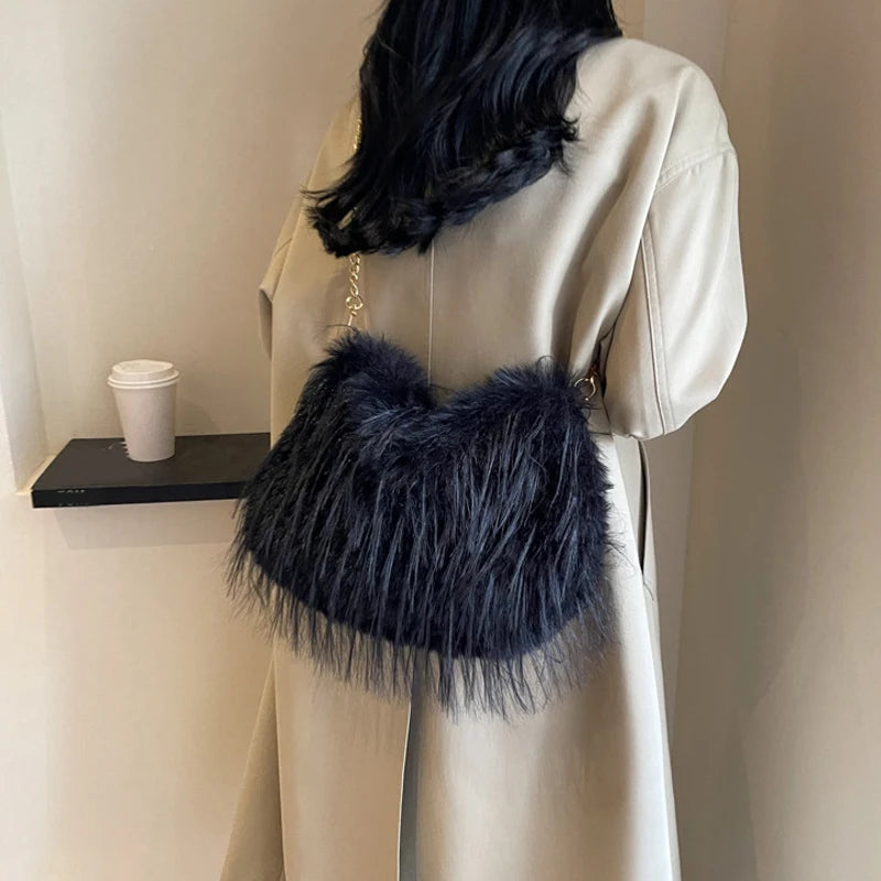 Zyrana Faux Fur Tassel Tote Bag