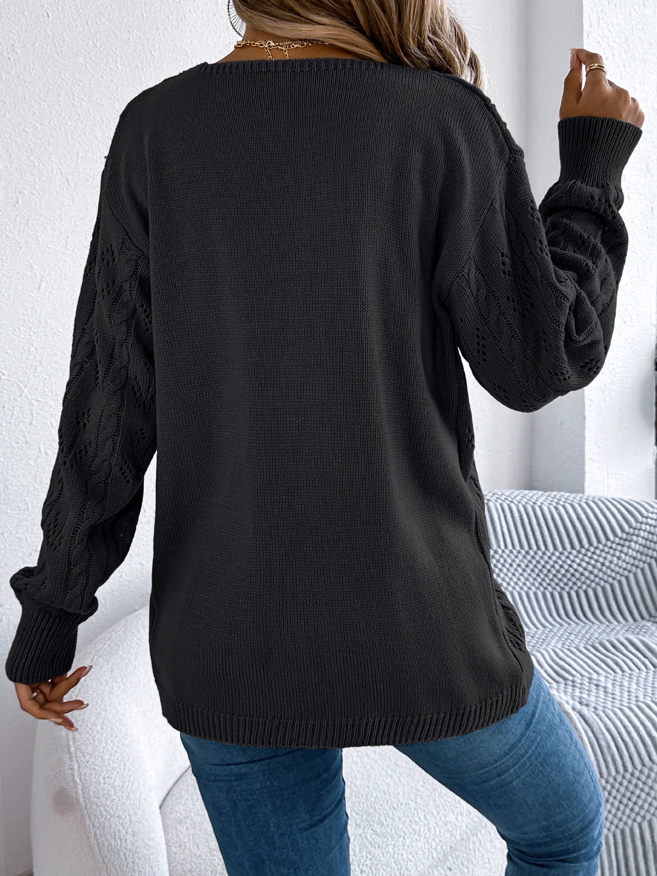 Zyrana Hollow Knit Long Cardigan