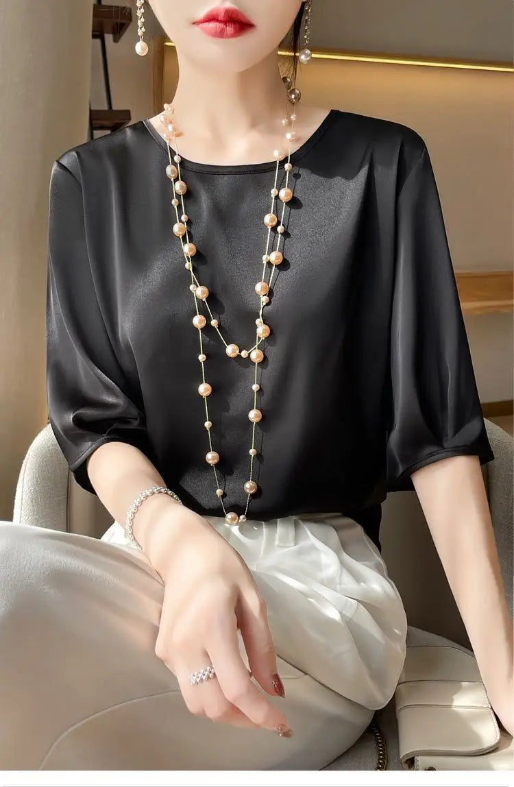 Zyrana Silky Satin Blouse