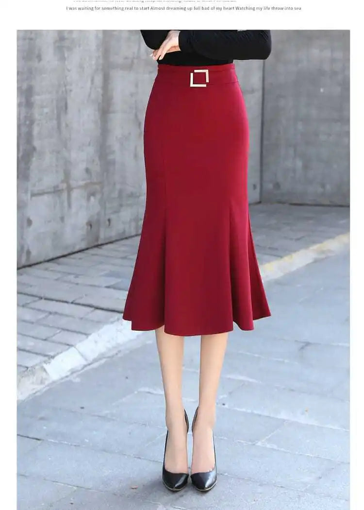 Zyrana High-Waist Midi Skirt