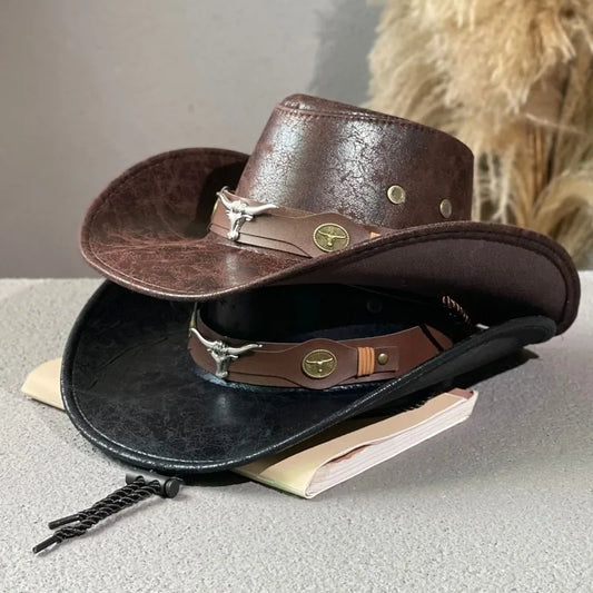 Zyrana Faux Leather Cowboy Hat