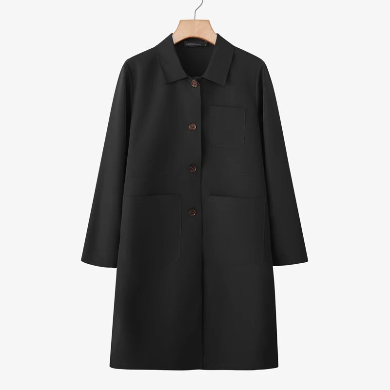 Zyrana Lapel Neck Loose Trench Coat
