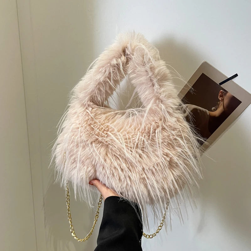 Zyrana Faux Fur Tassel Tote Bag