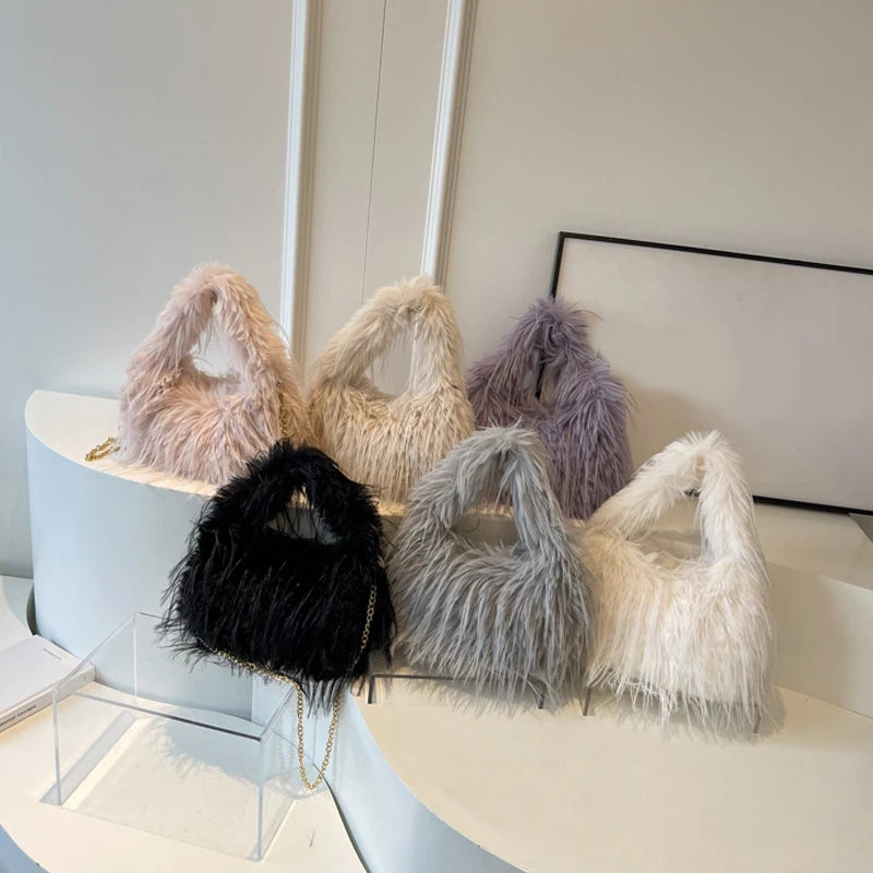 Zyrana Faux Fur Tassel Tote Bag
