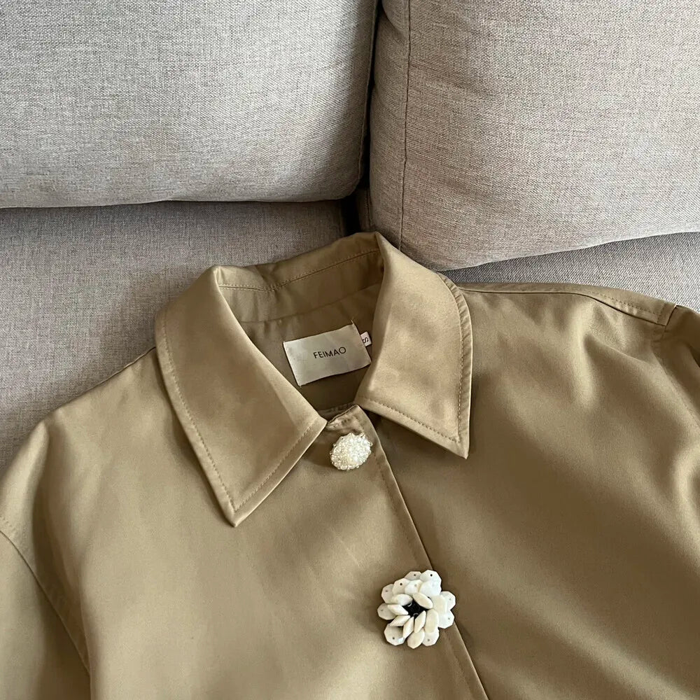 Zyrana Ciara Handmade Button Trench Coat