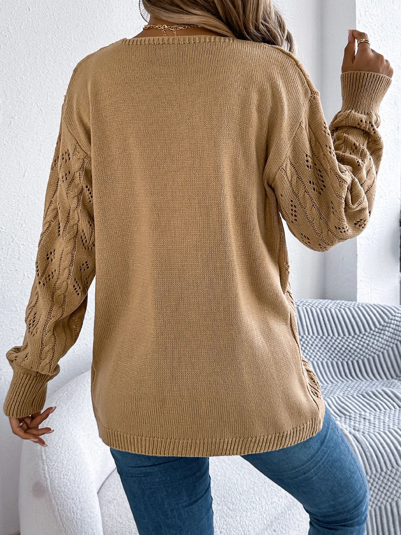 Zyrana Hollow Knit Long Cardigan