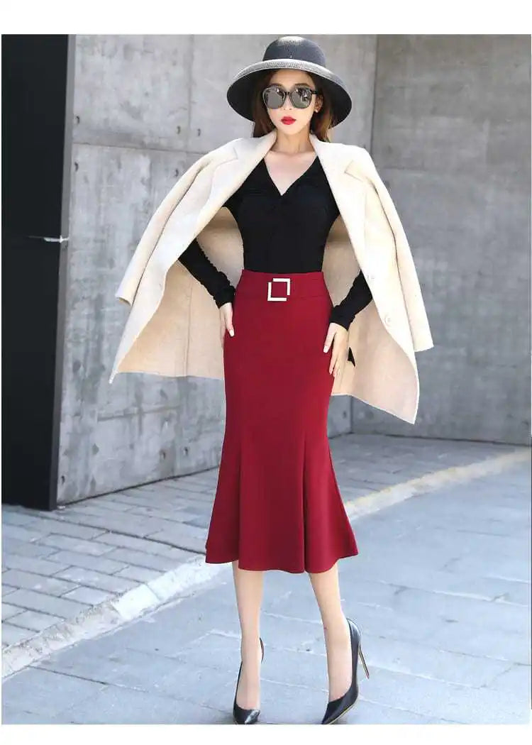 Zyrana High-Waist Midi Skirt